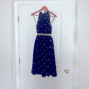 Vintage NWT Steve Madden Brown Velvet Polka Dot Halter Dress | Size 12